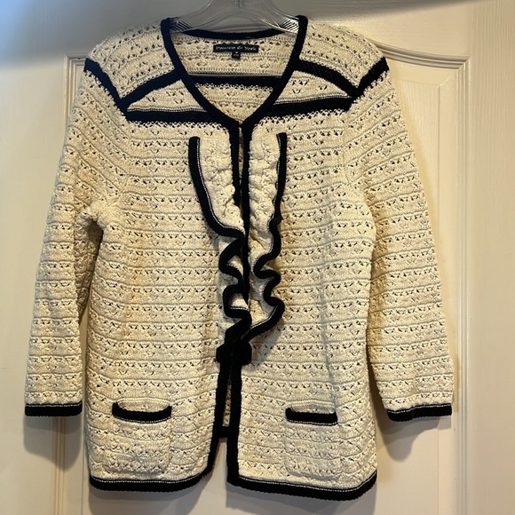 Ruffled Shimmery Knit Cardigan - Picture 1 of 6